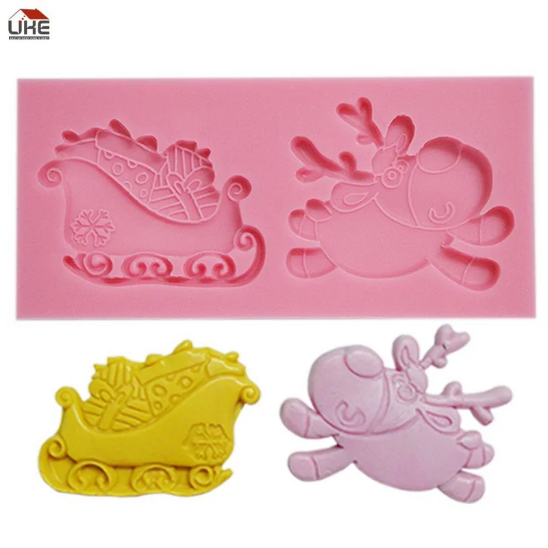 

FA-901 Christmas Sleigh Silicone mold Decorative lace dessert decorator cake decorating tools silicone cake mold