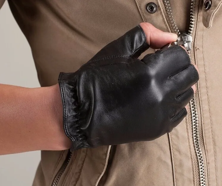 Италия Импорт Модные мужские перчатки с половинными пальцами Зима Весна теплые кожаные перчатки для вождения перчатки из овчины перчатки KU-065