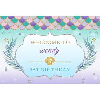 

Colorful Fish Scales Mermaid Themed Birthday Party Photo Booth Backdrop Custom Princess Baby Girl Photography Studio Backgrounds
