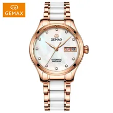 GEMAX Women Watches Waterproof Automatic Mechanical Watch Ladies Fashion Top Brand Diamond Calendar Ceramic Sapphire MIYOTA 2017