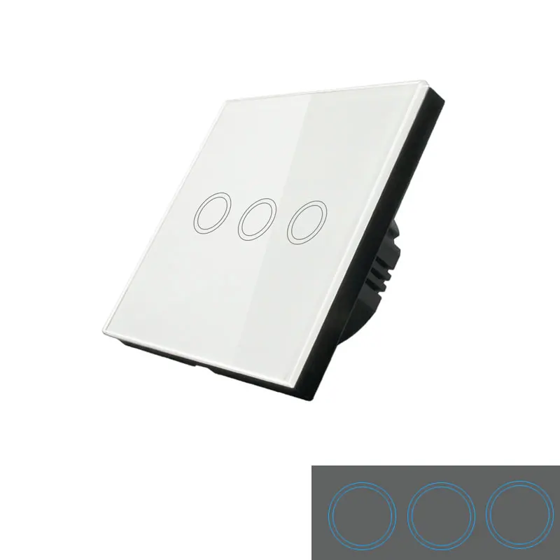 Умный сенсорный переключатель Vhome, РЧ 433 МГц, сенсорная панель для умного дома, EV1527 стандарт ЕС/Великобритании, умная настенная панель - Цвет: white 3 gang