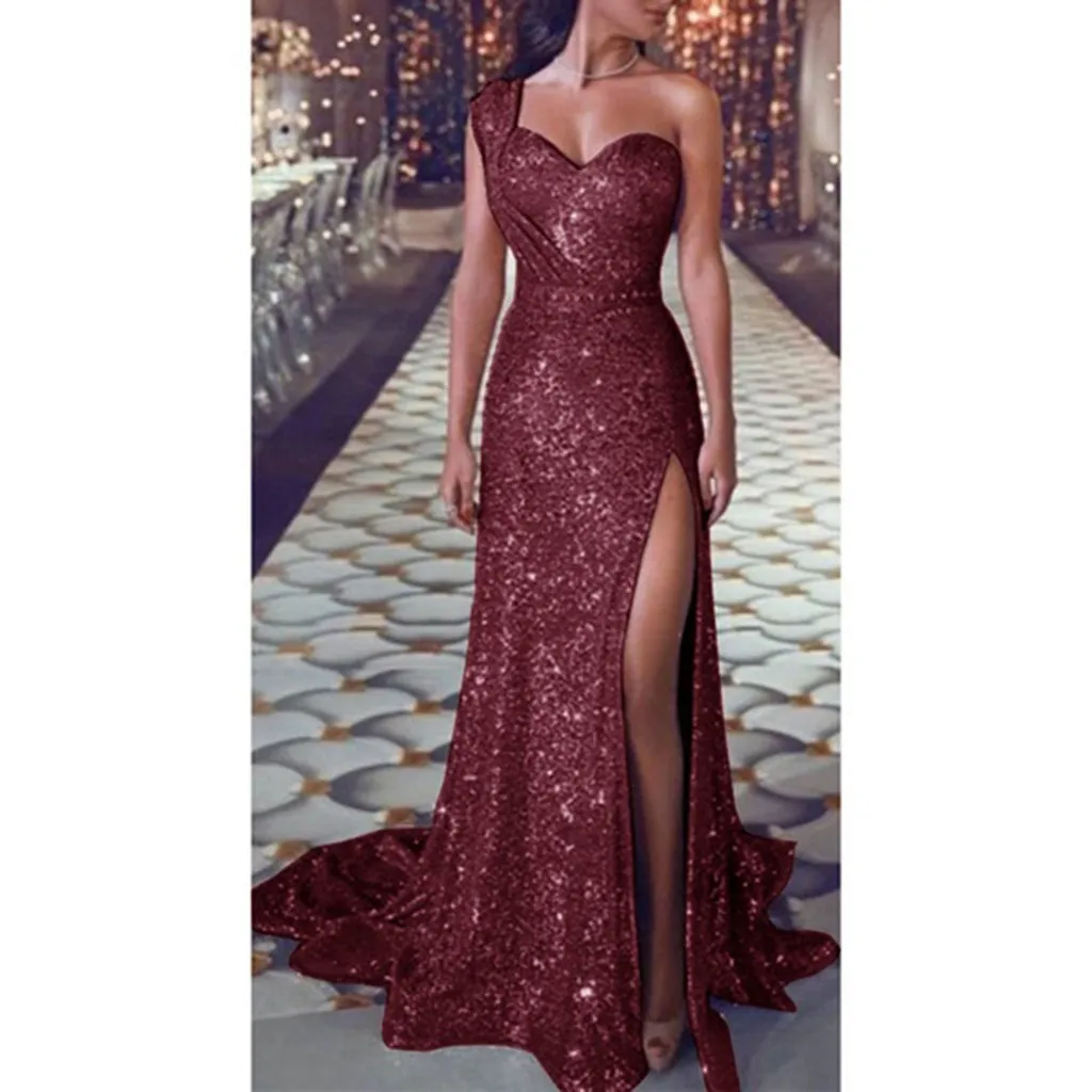 

2019 Hot Sale dresss Women Sequin Prom Party elegant Long dress Sexy Gold night Bridesmaid V Neck Dress moda feminina