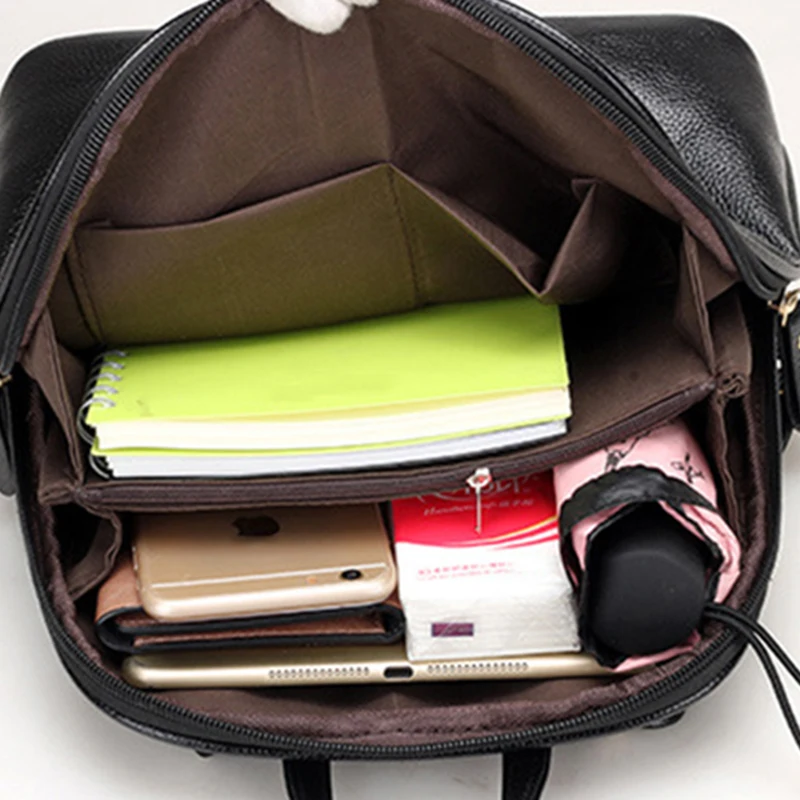 Женский рюкзак в простом стиле из искусственной кожи, школьный рюкзак для девочек-подростков, модная однотонная сумка на плечо