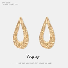 Yhpup, оригинальные минималистичные серьги-гвоздики в форме капли воды, геометрические серьги, винтажные золотые массивные серьги для женщин, офисное ювелирное изделие, подарок