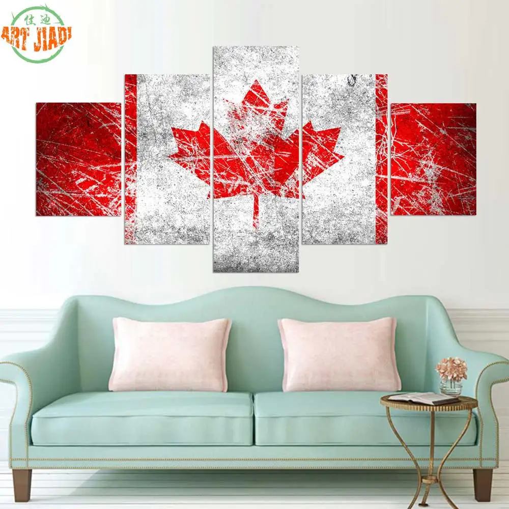 New4Pieceor5PieceCanvasArtCANADAFLAGCANVASPAINTINGart