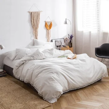 

Brief Solid Color linen sheets long staple cotton 4pcs Bedding Set duvet covers brief modern style bed clothes
