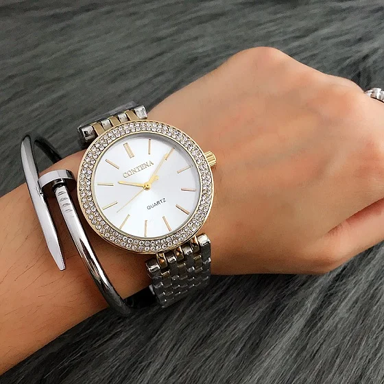 Лидирующий бренд Contena женские часы бриллиантовые модные нарядные часы женские часы золотые женские наручные часы Reloj Mujer montre femme - Цвет: 2