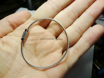 

500Pcs Screw Locking Stainless Steel Wire Keychain Cable Rope Key Holder Keyring Key Chain Rings Cable Outdoor Hiking Keychains