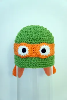 

100% cotton Halloween cartoon orange Turtles hat , Baby Crochet Animal Hat ,baby Ninja Hat Christmas gifts
