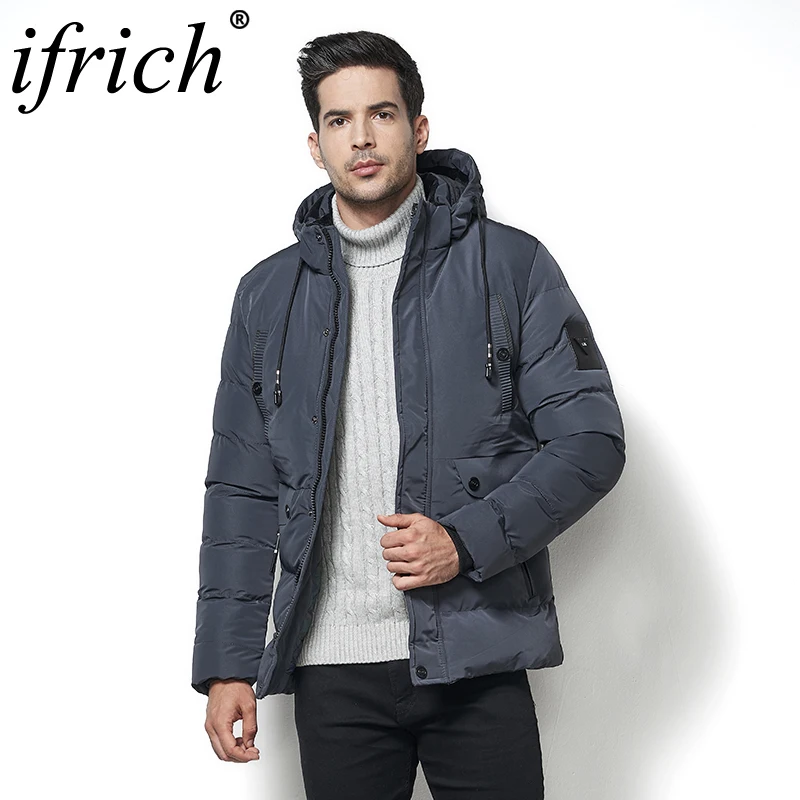 Solid Hooded Mens Winter Jassen Casual Parka Mannen Jassen Dikke Thermische Jassen Slim Fit Merk Kleding Verdikking Down Windjack