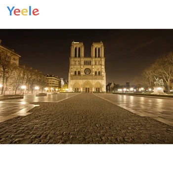

Yeele Notre Dame de Paris Night Trees Sidewalk Light Photography Backgrounds Customized Photographic Backdrops for Photo Studio