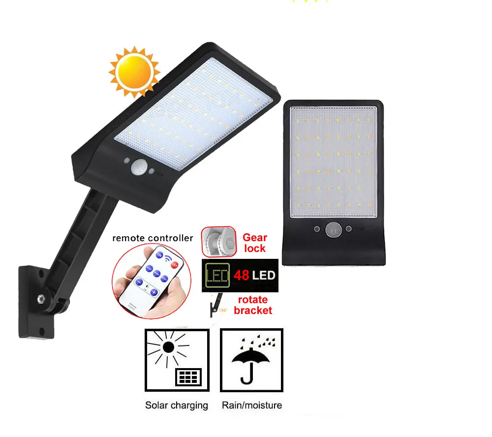

Upgraded 48 Led Solar Light Outdoor Waterproof For Garden street Wall Pole ler Lamp With Three Modes Lamps for gar