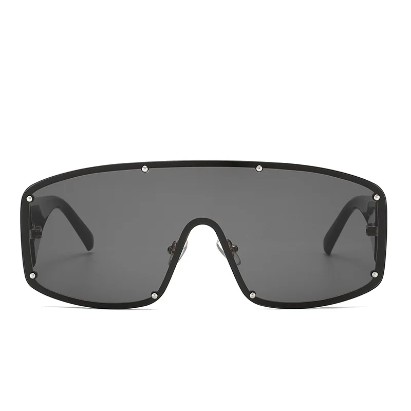 

Rivet Oversized Black Sunglasses Retro Designer Flat Top Ladies Shades Large Square Sunglasses 2019 New Luxury FML
