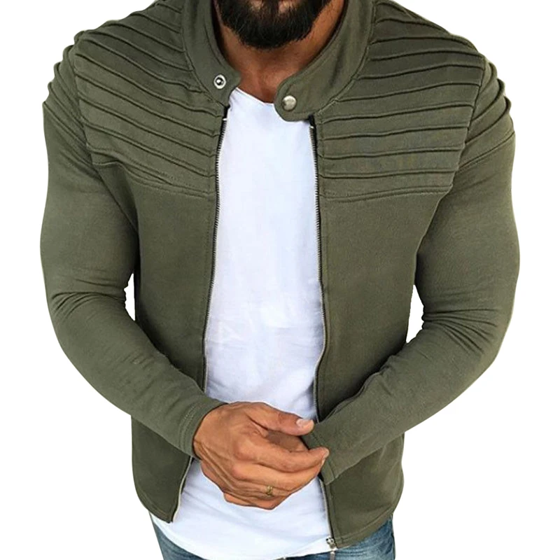 In Lasperal Männer Der Jacke Einfarbig Streifen Plissiert Panel Strickjacke Pullover 2018 Neue Plus Samt Zip Jacke Frühling Und Herbst M-3xl Novel Design;