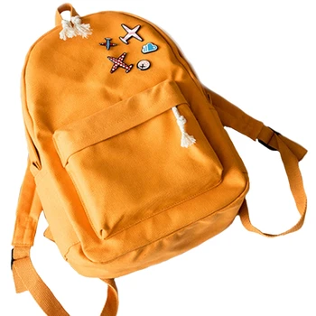 

FGGS-Korean Version Of the Plane Backpack Campus Solid Color Cute Casual Canvas Student Bag Travel Bag Backpack