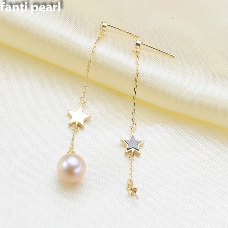 

FANTI Real Natural freshwater pearl earring s925 sterling silver ear stud for women Natural pearl jewelry earring 7-9mm