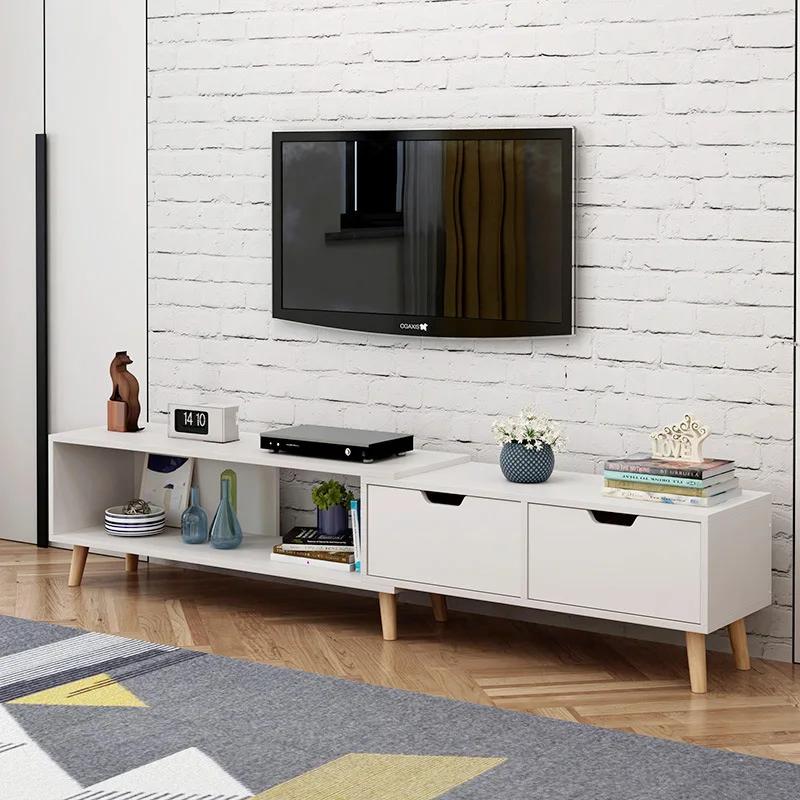 LK1695 Hot Sell TV Cabinet Combination Coffee Table Nordic Living Room Furniture Mini Telescopic Cabinet Width Adjustable