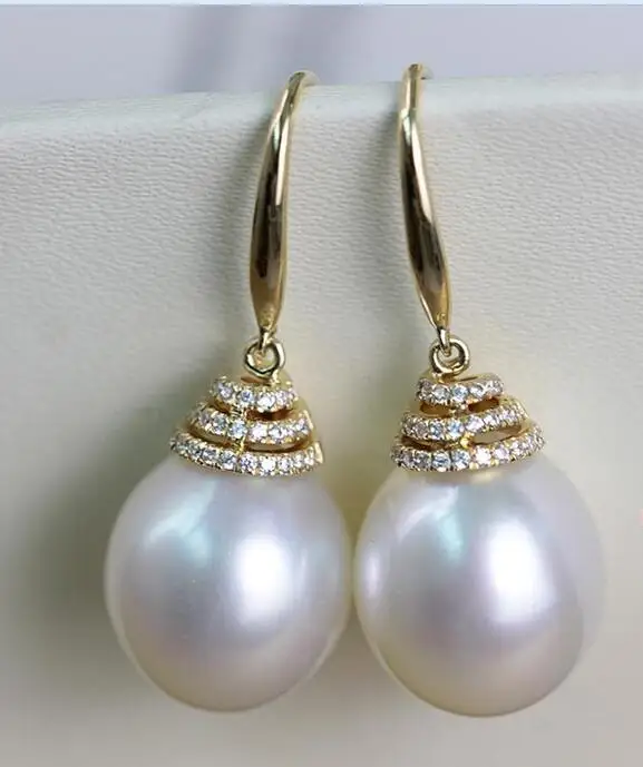 

Women Gift word 925 Sterling silver real Natural seawater pearl earrings white Nanyang Pearl Earrings light blemish temperament