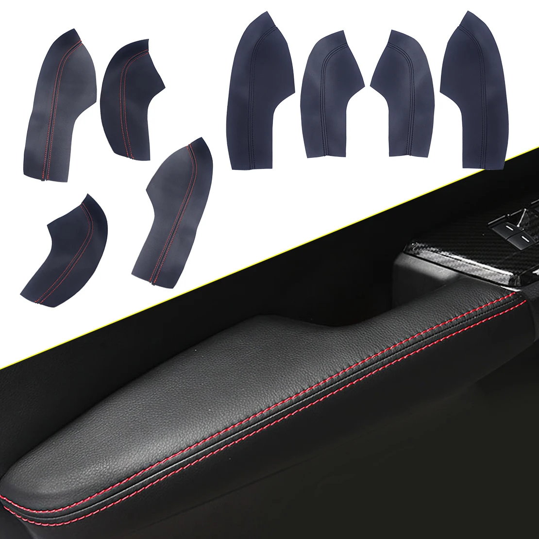 4pcs Inner Door panel Armrest Protective Sleeve Trim PU Leather Surface