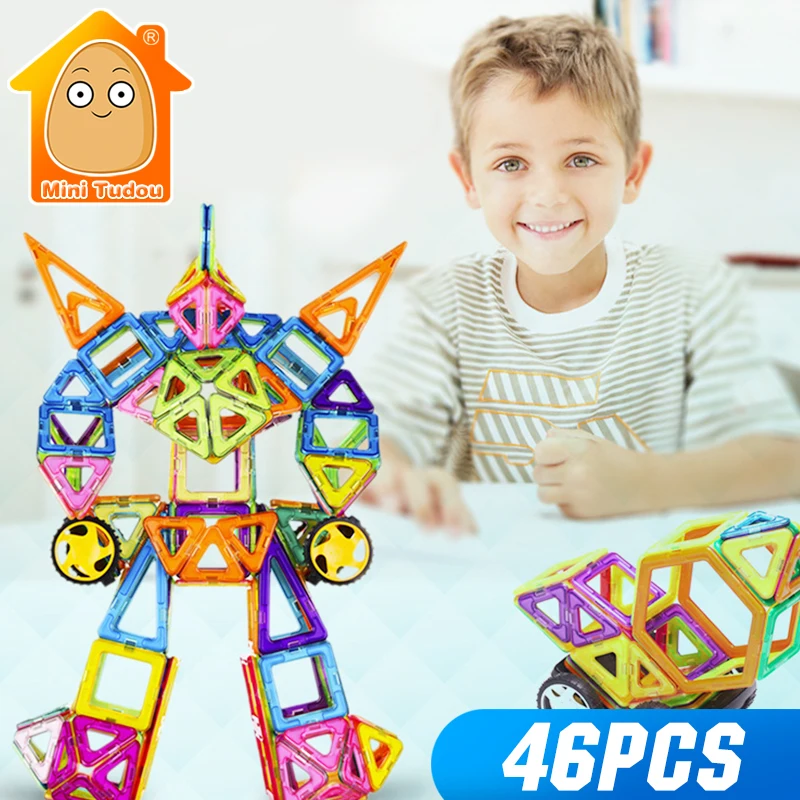 MiniTudou 46pcs Magnetic Designer Construction Set Model Building Toy Plastic Magnetic Blocks DIY Educational Toys For Children MiniTudou 46pcs Magnetic Designer Construction Set Model Building Toy Plastic Magnetic Blocks DIY Educational Toys For Children