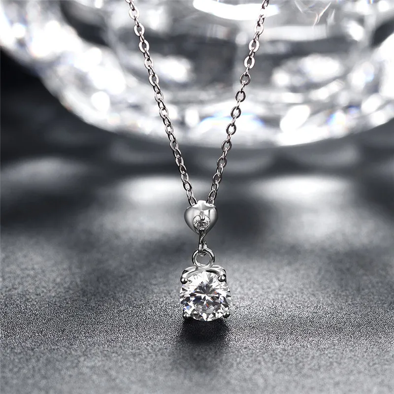 DODO 925 Sterling Silver Necklaces Heart Pendant & Long Link Chain Necklace Cubic Zirconia Jewelry Collar Colar de Plata SN50 (8)