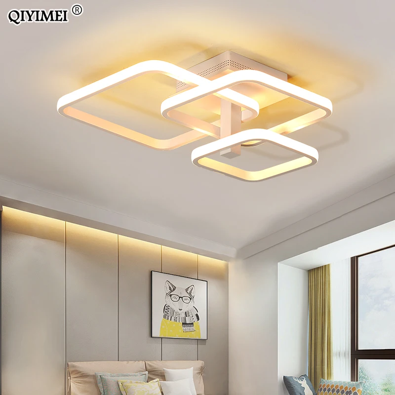  New LED Ceiling Light For Living Room Dining Bedroom Dimmable With Remote White Coffee Frame Lighti - 33010579197