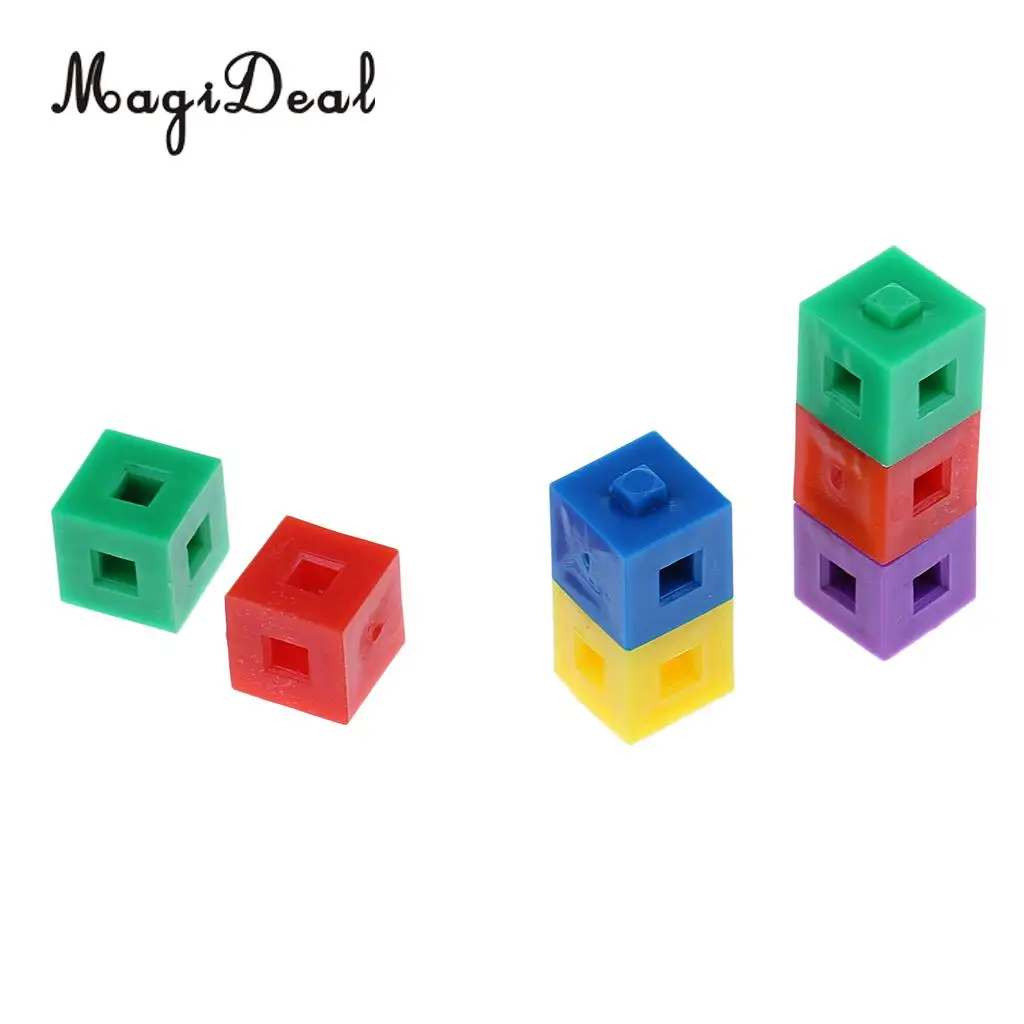 MagiDeal 100Pcs/Pack Plastic Kids Children Stacking Cube Building Kit Pop Linking Cubes for Party Fun Intelligence Toy 1cm