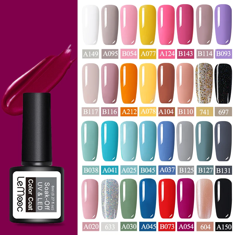 

LEMOOC 8ML UV Gel Nail Polish Pink Color Series Vernis Semi Permanant Gel Paint For Nails 52 Colors Soak Off Nail Art Gel Polish