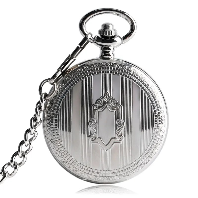 Стильное ожерелье в стиле стимпанк щит с автоматическим заводом цепь Скелет карманные часы автоматические механические винтажные Роскошные полосы