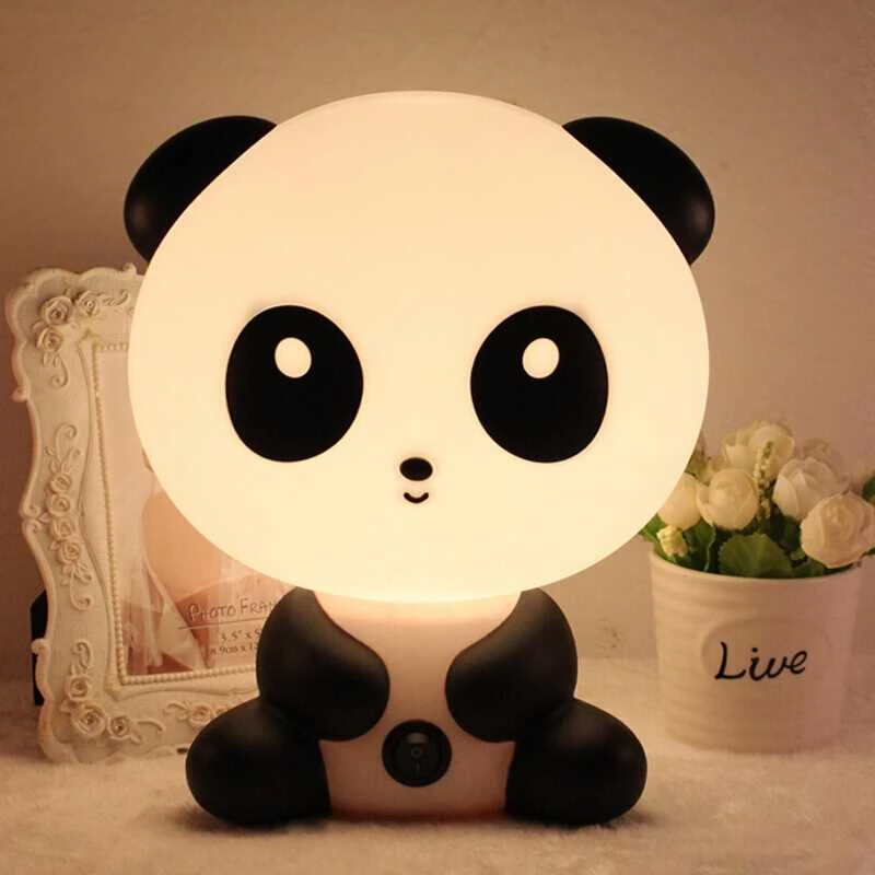 Creative Panda Night Lamp Warm Plug Nightlight Valentine's Day Gift Bedroom Bedside Lamp Baby Cartoon Pet LED Light for Children (7)