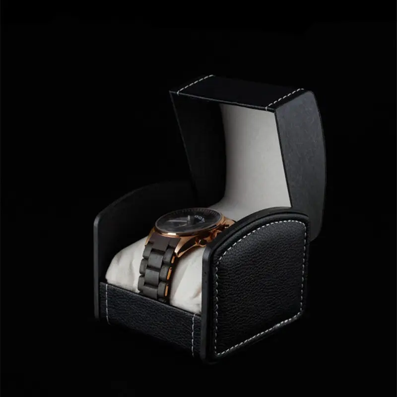 PU Leather Watch Storage Box Single Black Watch Boxes Case New Bracelet