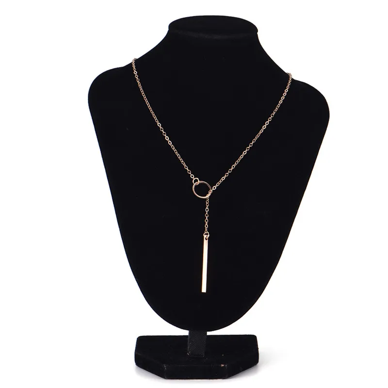 1pc Chic Y Shaped Color Bar Circle Lariat Style Necklace Womens Unique Charming Tone Bar Circle Lariat Necklace