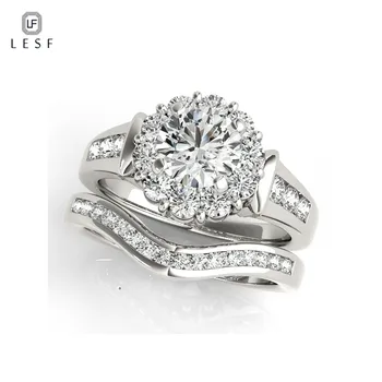 

LESF 925 Sterling Silver Rings Sets Wedding ring Women Fashion Wedding Jewelry For Girls Engagement