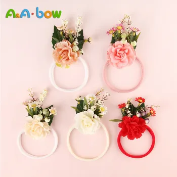 

5pcs/lots 5color Mix color Christmas gift Headband Baby Headwear Artificial Flower Headband Baby Girl Hair Accessories Headband