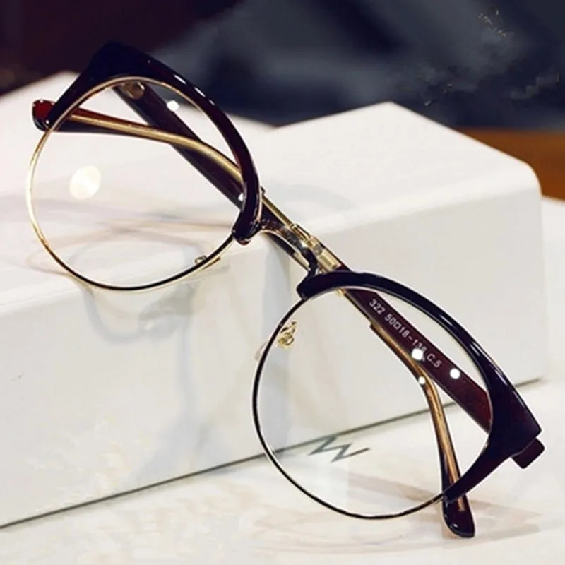 Elegant Classic Half Frame Cat Eye Eyeglasses Female Male Optical