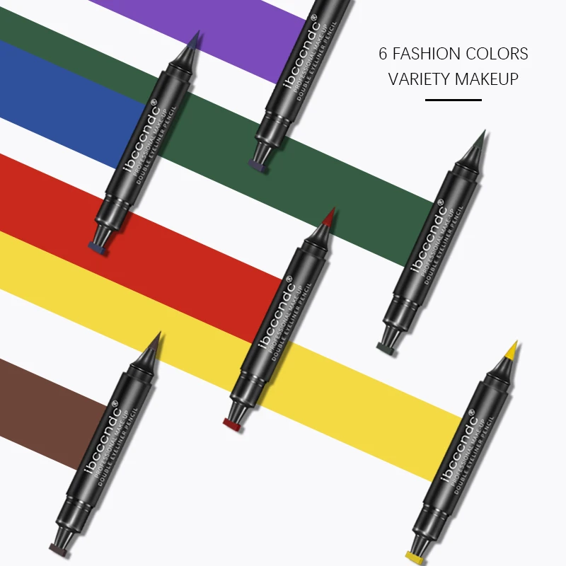 6 цветов, жидкая подводка для глаз, штамп, ручка, матовый черный, цветной, для ленивых глаз, макияж, водонепроницаемый, быстросохнущий, синий, зеленый, красный, желтый, подводка для глаз