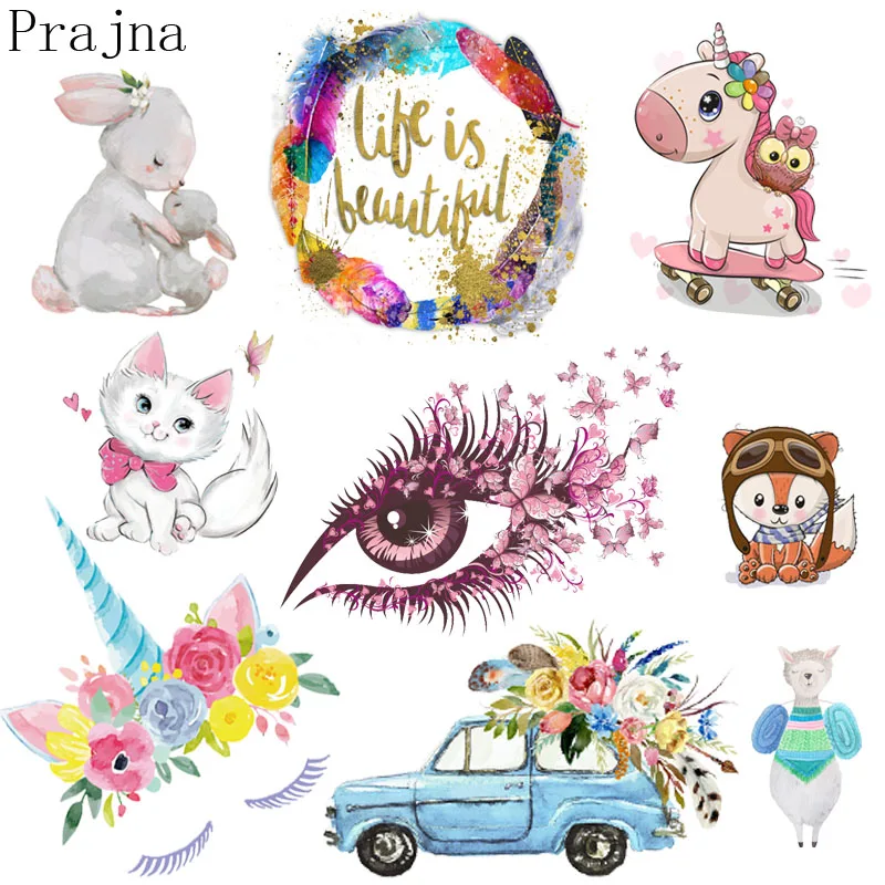 

Prajna Cartoon Heat Transfer Vinyl Patch Cute Bear Iron On Transfer For Cloth Patch Kids Transfer DIY Washable Stickers Applique