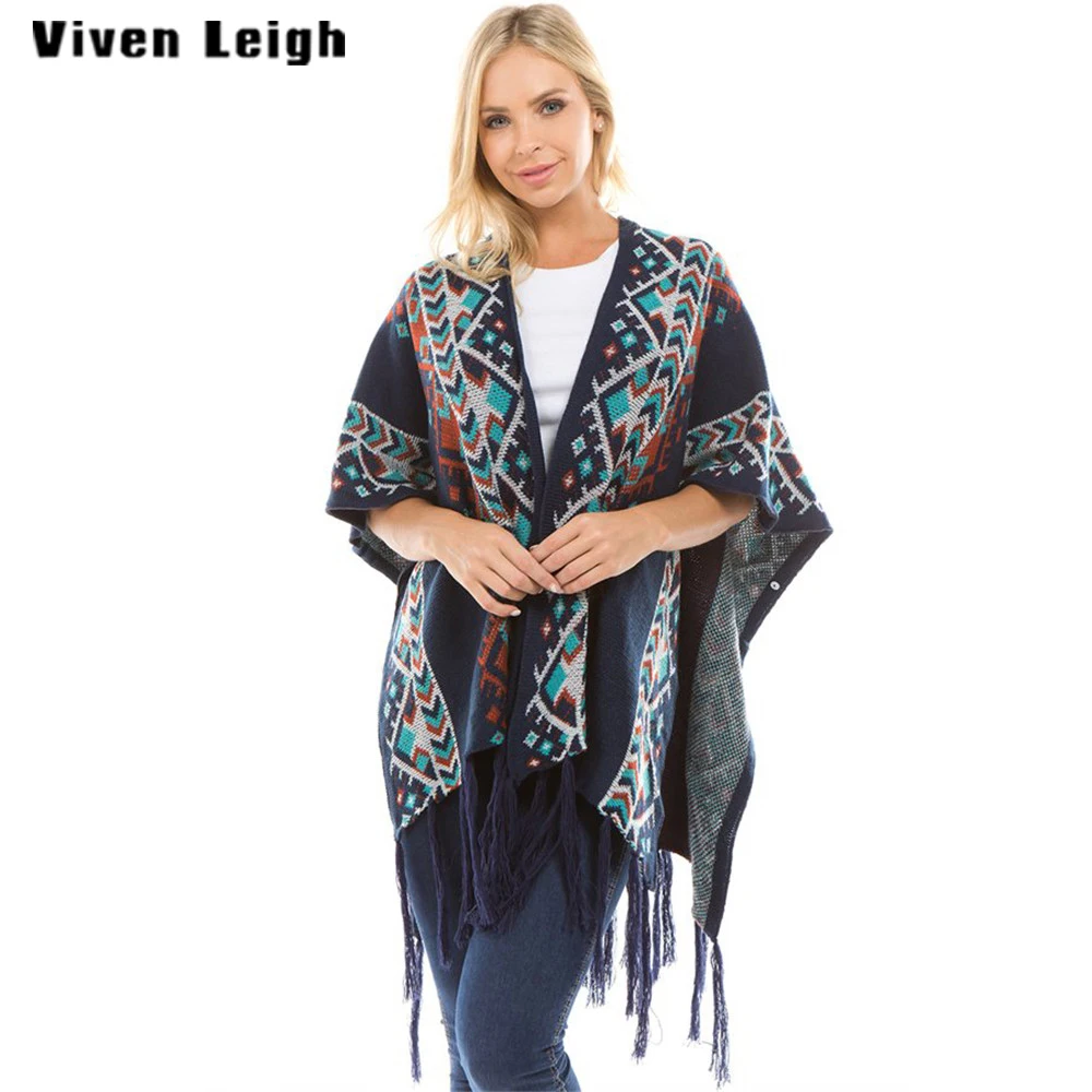 Осень Новый печати Boho свитера зима 2018 Для женщин с длинными широкими рукавами