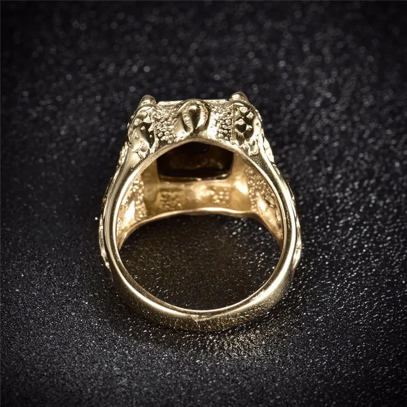 GULICX модное большое Золотое кольцо из нержавеющей стали для мужчин Панк гранат красный/черный принцесса огранка CZ Кристалл ювелирные изделия BR163