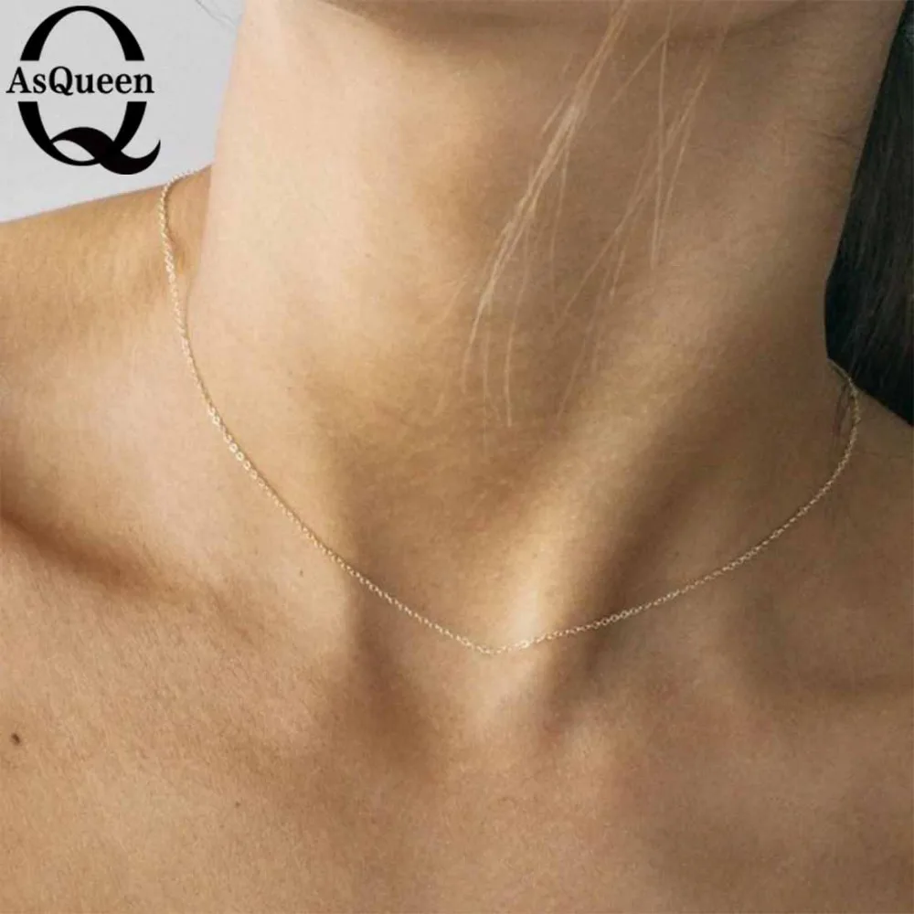 

Simple Choker Necklace for Women gold Silver Chain Necklace Jewelry