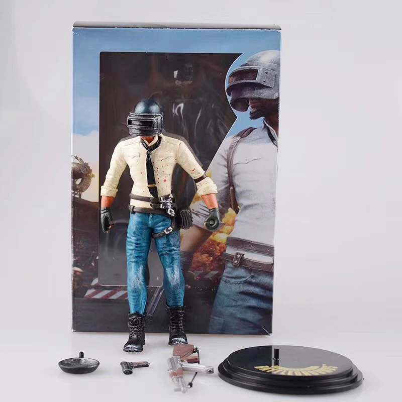 

PUBG Battle Game Action Figure Toys AK 47 Gun Pan Pistol Helmet Weapon 17cm Anime Statue Birthday Gift for Boys Kids