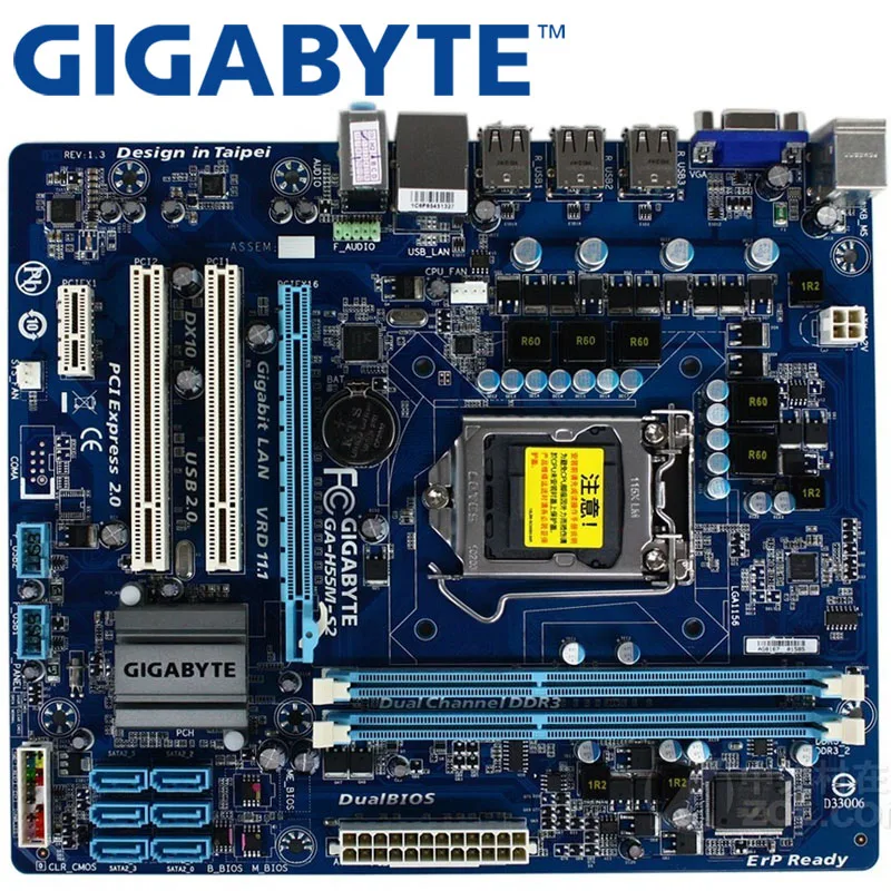 GIGABYTE GA-H55M-S2 настольная материнская плата H55 Socket LGA 1156 i3 i5 i7 DDR3 16G Micro-ATX оригинальная материнская плата H55M-S2