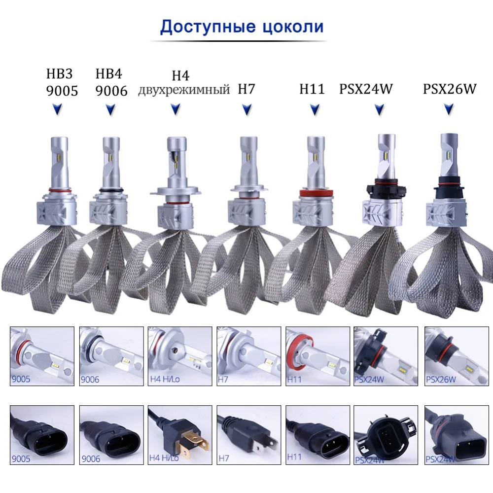TC X Качественные led лампы для авто H4 HB4 9006 HB3 9005 H7 H8 H9 H11 H1 H3 H16 P13W PSX24W PSX26W 9012 9007 9008