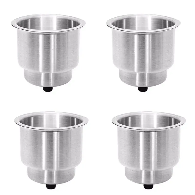 4PCS Recessed Stainless Steel Cup Drink Bottle Holder with Drain Marine