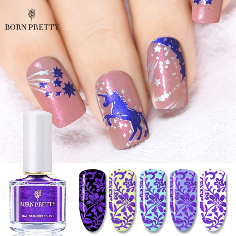 

6ml BORN PRETTY Nail Stamping Polish Purple Color Series Rose Red Printing Lacquer Manicure Nail Art Varnish For Stamp Plate