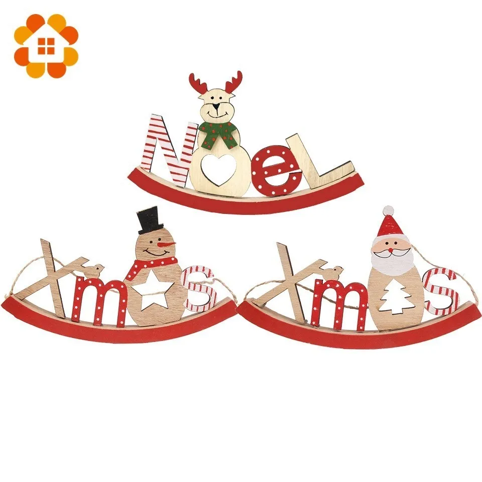 

1PC XMAS Christmas Desktop Gifts Wood Material Toy Decorations Snowman Deer Santa Claus Merry Christmas Tree Creative DIY Decor