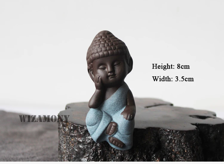 WIZAMONY мини чай домашнее животное Новое поступление Горячая сырая керамика маленький монах ручной работы домашний деко буддизм креативный узор