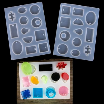 

12 Designs Cabochon Epoxy Silicone Mold Necklace Pendant Resin Mould Jewelry Tools Making Casting Mould DIY Hand Craft Accessory