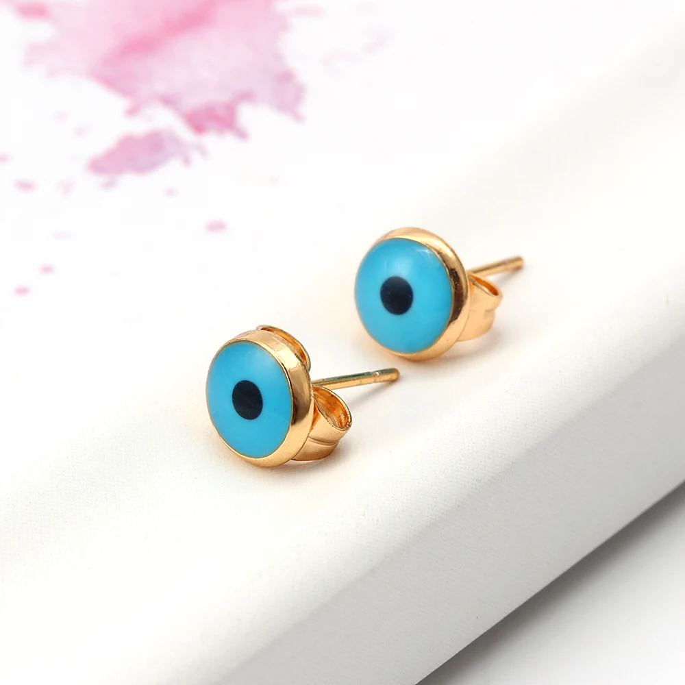EVIL EYE золотой цвет маленькие серьги-гвоздики круглые синие турецкий глаз серьги ювелирные изделия ручной работы для женщин девушек EY6372