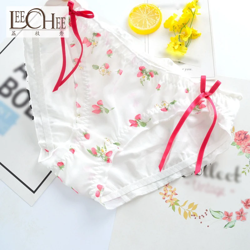

Strawberry Princess Foreign Trade Japanese Cotton Ms. Panties Bow Briefs Sweet Dalian Student Girl Panties JF3008